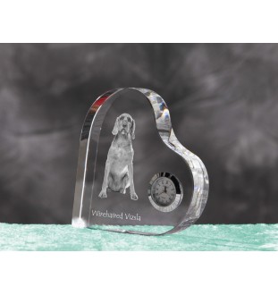 Vizsla - crystal clock with a dog picture, heart-shaped shelf clock, personalized standing clock by Art-Dog brand