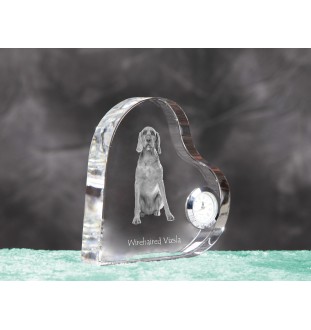Vizsla - crystal clock with a dog picture, heart-shaped shelf clock, personalized standing clock by Art-Dog brand