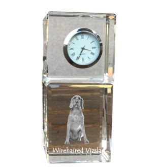 Vizsla - crystal clock with a photo, a photo of a dog in crystal, personalized desk clock by Art-Dog brand