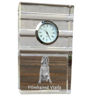 Vizsla - glass clock with a photo, photo of a dog in crystal, personalized standing office clock by Art-Dog brand