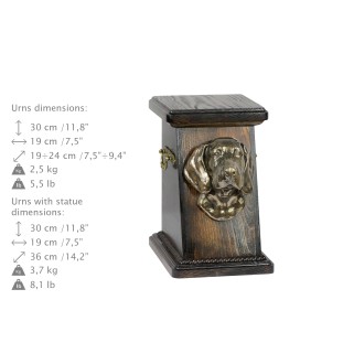 Weimaraner, Weimaraner Vorstehhund eine Ascheurne für Hunde, eine elegante Urne mit einer Statue, eine Gedenkurne mit dem Porträt eines Hundes von der Marke Art-Dog