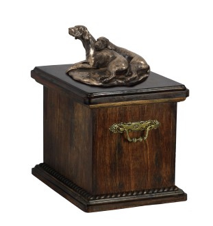 Weimaraner, Weimaraner Vorstehhund eine Urne für die Asche des Hundes, eine Urne mit einer Statue, eine elegante Urne im klassischen Stil der Marke Art-Dog