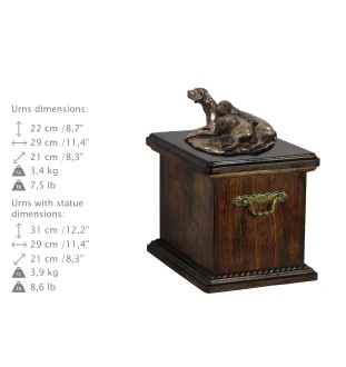 Weimaraner, Weimaraner Vorstehhund eine Urne für die Asche des Hundes, eine Urne mit einer Statue, eine elegante Urne im klassischen Stil der Marke Art-Dog
