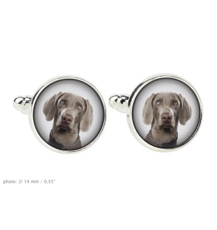 Braque de Weimar, Weimaraner - Boutons de manchette et cravate avec votre photo, accessoire de costume, bijoux pour hommes de la marque Art-Dog.
