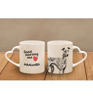 Azawakh, Tuareg Sloughi - cup with a dog, adorable cup with a heart-shaped handle, universal gift from the Art-Dog brand