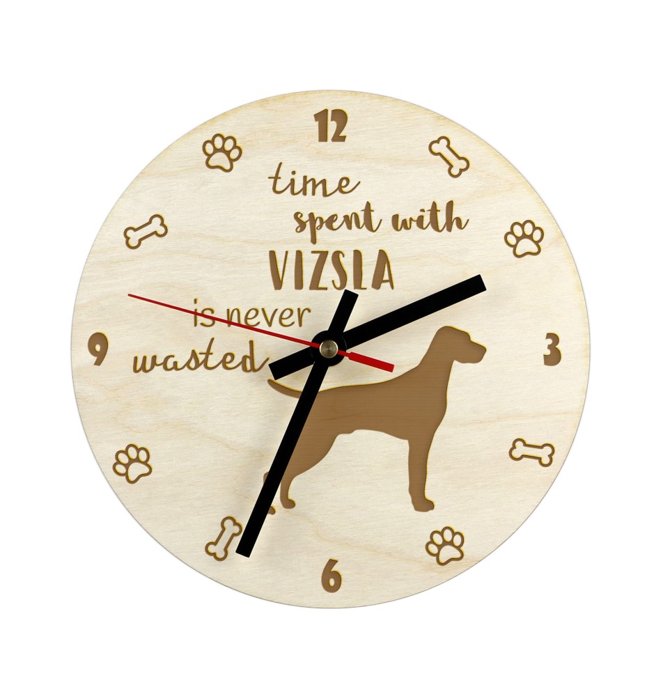 Vizsla - horloge avec chien, horloge en bois, horloge murale pour les amoureux des chiens, horloge de bureau et étagère, Art-Dog