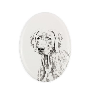Weimaraner, Grey Ghost - commemorative plaque with a photo of a dog, tombstone with a print, personalized oval plaque from the Art-Dog brand