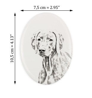 Weimaraner, Grey Ghost - commemorative plaque with a photo of a dog, tombstone with a print, personalized oval plaque from the Art-Dog brand