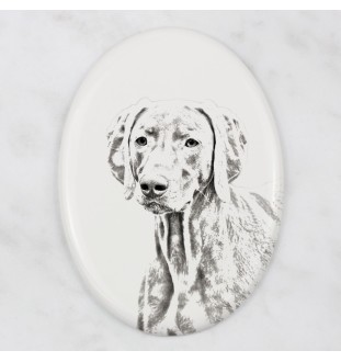 Weimaraner, Weimaraner Vorstehhund - Gedenktafel mit einem Foto eines Hundes, Grabplatte mit Druck, personalisierte ovale Platte der Marke Art-Dog