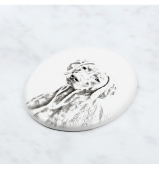 Weimaraner, Grey Ghost - commemorative plaque with a photo of a dog, tombstone with a print, personalized oval plaque from the Art-Dog brand
