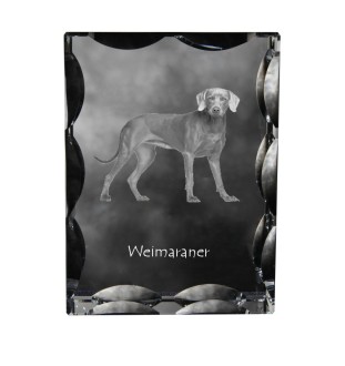 Weimaraner, Grey Ghost - crystal with a picture of a dog, glass statuette with a picture, unique frame with a picture from Art-Dog brand