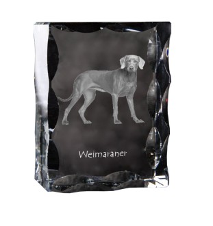 Weimaraner, Grey Ghost - crystal with a picture of a dog, glass statuette with a picture, unique frame with a picture from Art-Dog brand