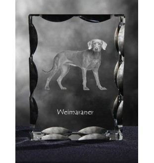 Weimaraner, Grey Ghost - crystal with a picture of a dog, glass statuette with a picture, unique frame with a picture from Art-Dog brand