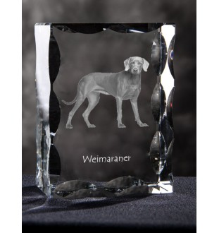 Weimaraner, Grey Ghost - crystal with a picture of a dog, glass statuette with a picture, unique frame with a picture from Art-Dog brand
