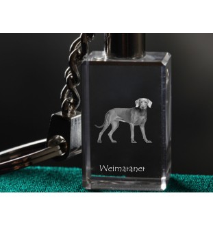 Weimaraner, Grey Ghost - Crystal key ring with dog photo, illuminated key ring, unique gift by Art-Dog brand