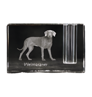 Braque de Weimar, Weimaraner - Porte-stylos, organiseur en cristal avec photo de chien, décoration de bureau unique par la marque Art-Dog