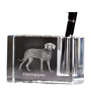 Weimaraner, Weimaraner Vorstehhund - Stifthalter, Kristallorganizer mit Hundefoto, einzigartige Schreibtischdekoration der Marke Art-Dog