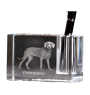 Weimaraner, Grey Ghost - Pen stand, crystal organiser with dog photo, unique desk decoration by Art-Dog brand