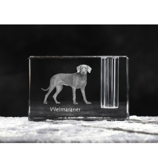 Braque de Weimar, Weimaraner - Porte-stylos, organiseur en cristal avec photo de chien, décoration de bureau unique par la marque Art-Dog