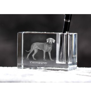 Braque de Weimar, Weimaraner - Porte-stylos, organiseur en cristal avec photo de chien, décoration de bureau unique par la marque Art-Dog