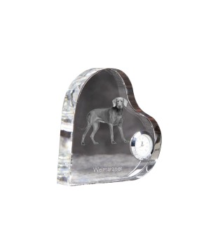 Weimaraner, Weimaraner Vorstehhund - Kristalluhr mit einem Hundebild, Herzregal-Uhr, personalisierte Standuhr der Marke Art-Dog
