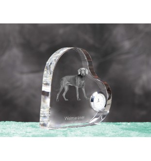 Braque de Weimar, Weimaraner - horloge en cristal avec une photo de chien, horloge de table en forme de cœur, horloge debout personnalisée de la marque Art-Dog