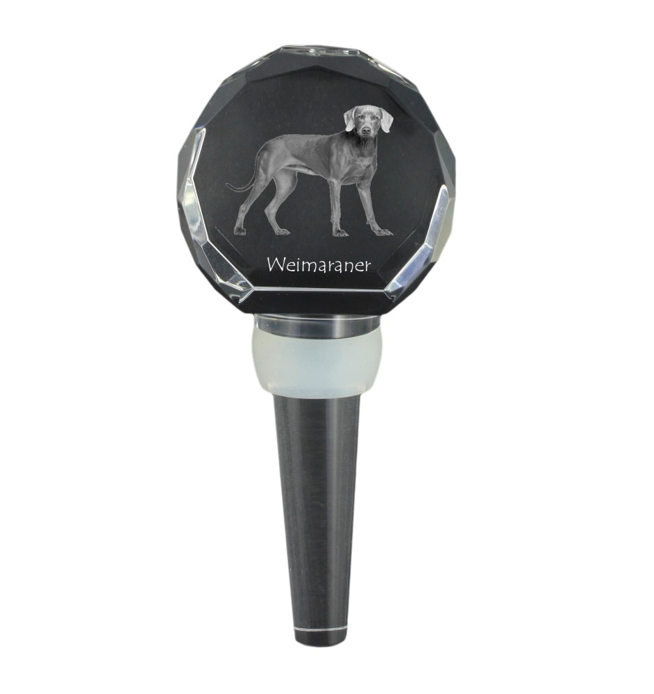 Weimaraner, Grey Ghost - Crystal bottle stopper, unique wine stopper with photo, personalised gift for sommelier by Art-Dog brand