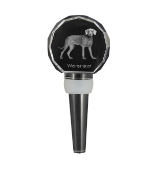 Weimaraner, Grey Ghost - Crystal bottle stopper, unique wine stopper with photo, personalised gift for sommelier by Art-Dog brand