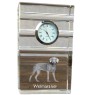 Weimaraner, Weimaraner Vorstehhund - Glasuhr mit Foto, Foto eines Hundes im Kristall, personalisierte Tischuhr für das Büro der Marke Art-Dog