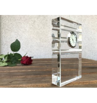 Weimaraner, Grey Ghost - glass clock with a photo, photo of a dog in crystal, personalized standing office clock by Art-Dog brand