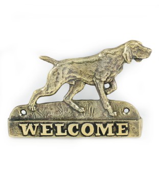 Braque de Weimar, Weimaraner - une plaque de porte avec un chien, une plaque de bienvenue en laiton, une enseigne exceptionnelle avec l'inscription Welcome de la marque Art-Dog