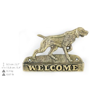 Braque de Weimar, Weimaraner - une plaque de porte avec un chien, une plaque de bienvenue en laiton, une enseigne exceptionnelle avec l'inscription Welcome de la marque Art-Dog