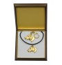 Braque de Weimar, Weimaraner - porte-clés et collier avec chien dans une boîte, produit plaqué or de haute qualité, marque Art-Dog