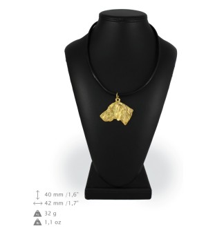 Braque de Weimar, Weimaraner - porte-clés et collier avec chien dans une boîte, produit plaqué or de haute qualité, marque Art-Dog