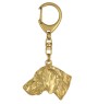 Braque de Weimar, Weimaraner - porte-clés et collier avec chien dans une boîte, produit plaqué or de haute qualité, marque Art-Dog