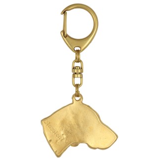 Braque de Weimar, Weimaraner - porte-clés et collier avec chien dans une boîte, produit plaqué or de haute qualité, marque Art-Dog