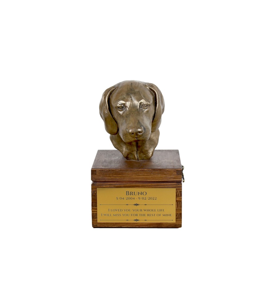 Braque de Weimar, Weimaraner - urne pour les cendres du chien avec une statuette, petite urne pour chien, urne personnalisée avec le buste du chien de la marque Art-Dog