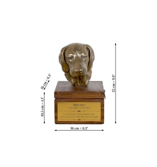 Weimaraner, Grey Ghost - urn for dog ashes with a statuette, small urn for a dog, personalized urn with a bust of a dog by Art-Dog brand