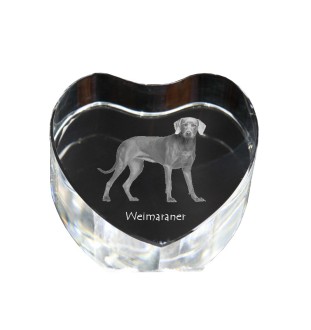 Weimaraner, Grey Ghost - a photo of a dog in crystal, crystal heart, unique photo frame from the Art-Dog brand
