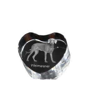 Weimaraner, Grey Ghost - a photo of a dog in crystal, crystal heart, unique photo frame from the Art-Dog brand