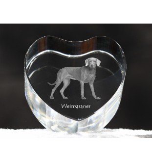 Weimaraner, Weimaraner Vorstehhund - Hundebild im Kristall, Kristallherz, einzigartiger Bilderrahmen der Marke Art-Dog