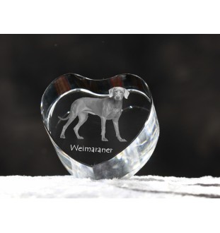 Weimaraner, Weimaraner Vorstehhund - Hundebild im Kristall, Kristallherz, einzigartiger Bilderrahmen der Marke Art-Dog
