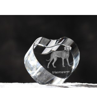 Weimaraner, Weimaraner Vorstehhund - Hundebild im Kristall, Kristallherz, einzigartiger Bilderrahmen der Marke Art-Dog