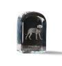 Braque de Weimar, Weimaraner - un cube de cristal avec une photo, une photo de chien dans le cristal, un presse-papiers cubique de la marque Art-Dog