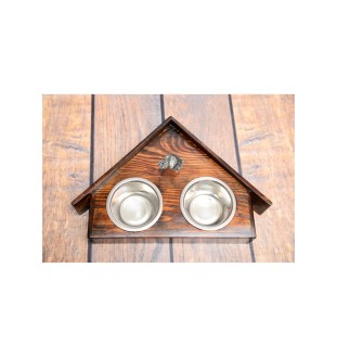 Wyżeł weimarski drewniany stojak na miski w ksztalcie budy Art-Dog