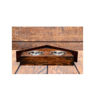 Wyżeł weimarski drewniany stojak na miski w ksztalcie budy Art-Dog