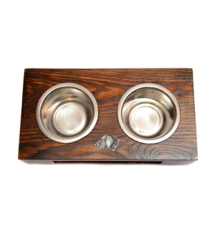 Weimaraner, Grey Ghost - wooden stand with bowls for a dog, steel dog bowls, a gift for adopting a dog from the Art-Dog brand