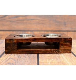 Braque de Weimar, Weimaraner - support en bois avec des bols pour chien, bols pour chien en acier, cadeau pour l'adoption d'un chien de la marque Art-Dog