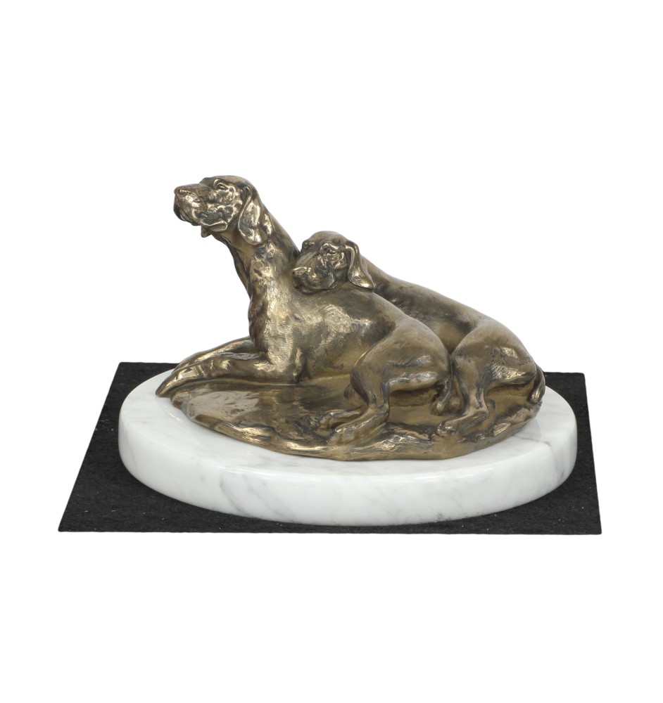Weimaraner, Grey Ghost - dog figurine, statue on white marble, trophy for Art-Dog dog show exhibition