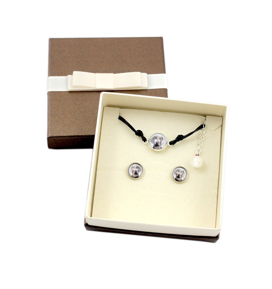 Weimaraner, Grey Ghost - a set of jewelry with your photo, a woman's ornament, handmade item, a product made with passion for creating the Art-Dog brand.